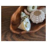 Walnut Wood Dish by Cottage Product (Phillipines) with Sea Shells