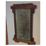 Tree in Winter theme Decorative Ceramic Art Tile Décor | Wood Framed by North Prairie Tileworks