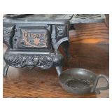 Vintage Miniature Doll House Cast Iron Stove with Cast Iron Pots and Pans by Crescent