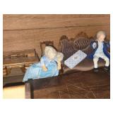 Lot of  Miniature Doll House Accessories - Children Figurines, Baby Bassinet, Bath Tubs, Stove, Victorian Style Sofa, Baby Grand Piano, Buffet, Wardrobe, Grandma and more