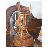 Animated Vintage Spinning Wheel Music Box (Rare Wooden Swiss Reuge)