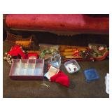 Christmas Décor including Set of 4 Hiball Glasses, Sleigh, Wooden Sled, Stockings, Bells and more
