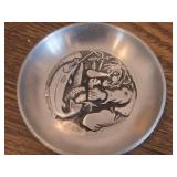 Lot of (2) Viking Ship and Fishing Troll theme Pewter Drink / Cocktail Coasters Set of 2 (Norway)
