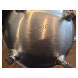 (1) Pewter Sugar Bowl 6", (1) Dragon Fly theme Metal Candle Holder 5"D, (1) Silverplate Wine Bottle Coaster with Pierced Gallery Edge and Engraved Floral Design 4"