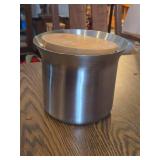 Ikea Stainless Steel Double Walled Ice Bucket with Wooden Lid and Ice Tongs