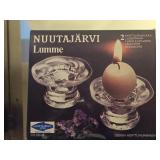 Lot of (2) Nuutajarvi Lumme Glass Candleholders with Candles (design by Kerrtu Nurminen Set of 2 (in original packaging)