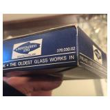 Lot of (2) Nuutajarvi Lumme Glass Candleholders with Candles (design by Kerrtu Nurminen Set of 2 (in original packaging)