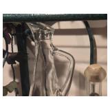 (1) Vintage Eva Gene Potpourri Decorative Bottle 9" (in original package), Colored Glass Genie Bottle Decanter 12"