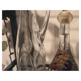 (1) Vintage Eva Gene Potpourri Decorative Bottle 9" (in original package), Colored Glass Genie Bottle Decanter 12"