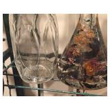 (1) Vintage Eva Gene Potpourri Decorative Bottle 9" (in original package), Colored Glass Genie Bottle Decanter 12"