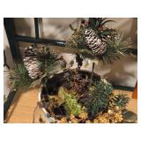 Lot of (2) Ceramic Faux Flower Arrangement in Ceramic Planter