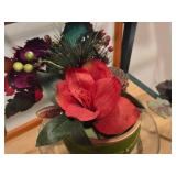 Lot of (2) Ceramic Faux Flower Arrangement in Ceramic Planter