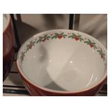 Lot of (2) Serving Bowls - Hearts & Pines by Porsgrund (Norway) (red)