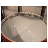 Lot of (2) Serving Bowls - Hearts & Pines by Porsgrund (Norway) (red)