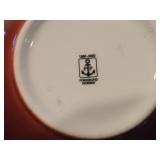 Lot of (2) Serving Bowls - Hearts & Pines by Porsgrund (Norway) (red)