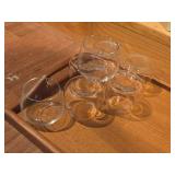 Vintage SAS logo Etched Glass Cordial Set Scandinavian Airlines Liquor Cups Set of 7