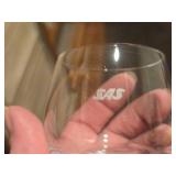 Vintage SAS logo Etched Glass Cordial Set Scandinavian Airlines Liquor Cups Set of 7