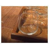 Vintage SAS logo Etched Glass Cordial Set Scandinavian Airlines Liquor Cups Set of 7