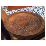 8" Intricate Floral pattern Hand Carved High Quality Wood  Dish / Plate