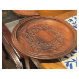8" Intricate Floral pattern Hand Carved High Quality Wood  Dish / Plate