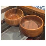 Lot of (2) Mid Century Modern Teak / Acacia Wood Serving Bowls