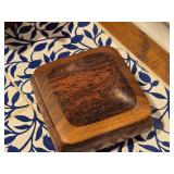 Handmade Walnut and Bacoti Wood Jewely Box with Felt Interior