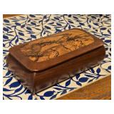 7" Handmade Walnut Wood with White Oak Burl Jewely Box with Felt Interior