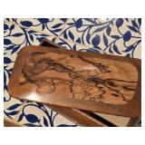 7" Handmade Walnut Wood with White Oak Burl Jewely Box with Felt Interior