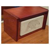 Wooden with Stone Polar Bear Inlay Keepsake Memory Box