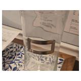 Clear Glass Jar with Screw Top Metal & Glass Lid plus Metal Label Holder 12"