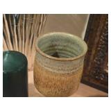 (1) Janel Handmade Stoneware Goblet, (2) Candles