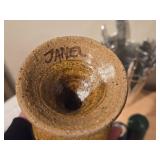 (1) Janel Handmade Stoneware Goblet, (2) Candles