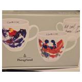 Coffee Mug Set (signed artwork design by Jan Vincents Johannessen) 2-pack - Kunsten A Leve by Porsgrund (in original packaging)