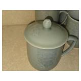 Lot of (10) Chinese Celadon Tea Cup with (5) Lids