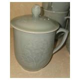Lot of (10) Chinese Celadon Tea Cup with Lid