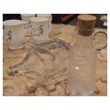 Lot of (2) Glass Corked Bottles - Pig and Pitcher