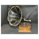 Antique Columbia Graphophone Wind-Up Phonograph with Large Horn