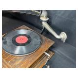 Antique Columbia Graphophone Wind-Up Phonograph with Large Horn