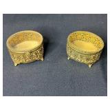 Set of 5 Vintage Ornate Gold Tone Filigree Jewelry Trinket Boxes