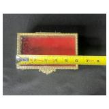 Set of 5 Vintage Ornate Brass and Glass Jewelry Trinket Boxes