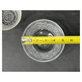 Set of Vintage Pressed Glass Plates and Bowls with Floral Pattern