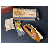 Vintage Aloha Nui Ukulele (needs tuning), Hat Box, and Pocket Fisherman with Accessories