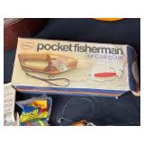 Vintage Aloha Nui Ukulele (needs tuning), Hat Box, and Pocket Fisherman with Accessories