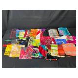 Collection of Vintage and Modern Patterned Scarves Assorted Fabrics