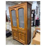 Antique Wooden Pie Safe Cabinet with Tin Panels and Drawers