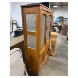 Antique Wooden Pie Safe Cabinet with Tin Panels and Drawers