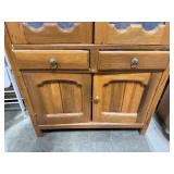 Antique Wooden Pie Safe Cabinet with Tin Panels and Drawers