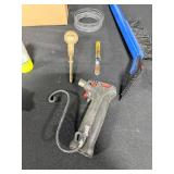 Assorted Hand Tools and Brushes with Box of Brass Fasteners