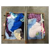 Vintage Samsonite Suitcase with Travel Stickers and Assorted Clothing