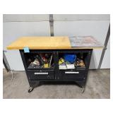 Rolling Workbench with Mixed Work Surface and Storage Drawers